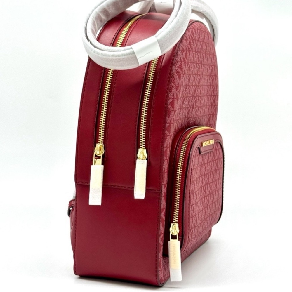 Michael Kors Jaycee Medium Signature Logo Backpack Cherry - Picture 5 of 12